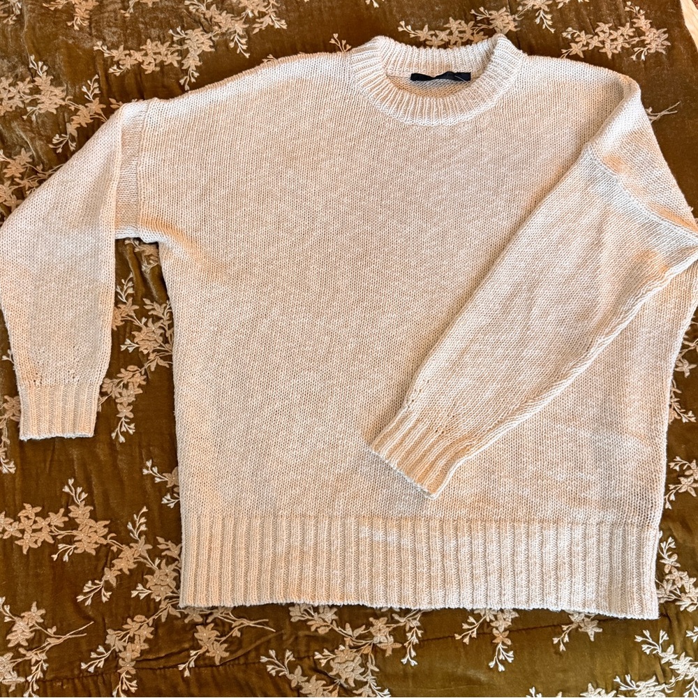 Jenny Kane Cocoon Cotton Knit Sweater-Cream Color